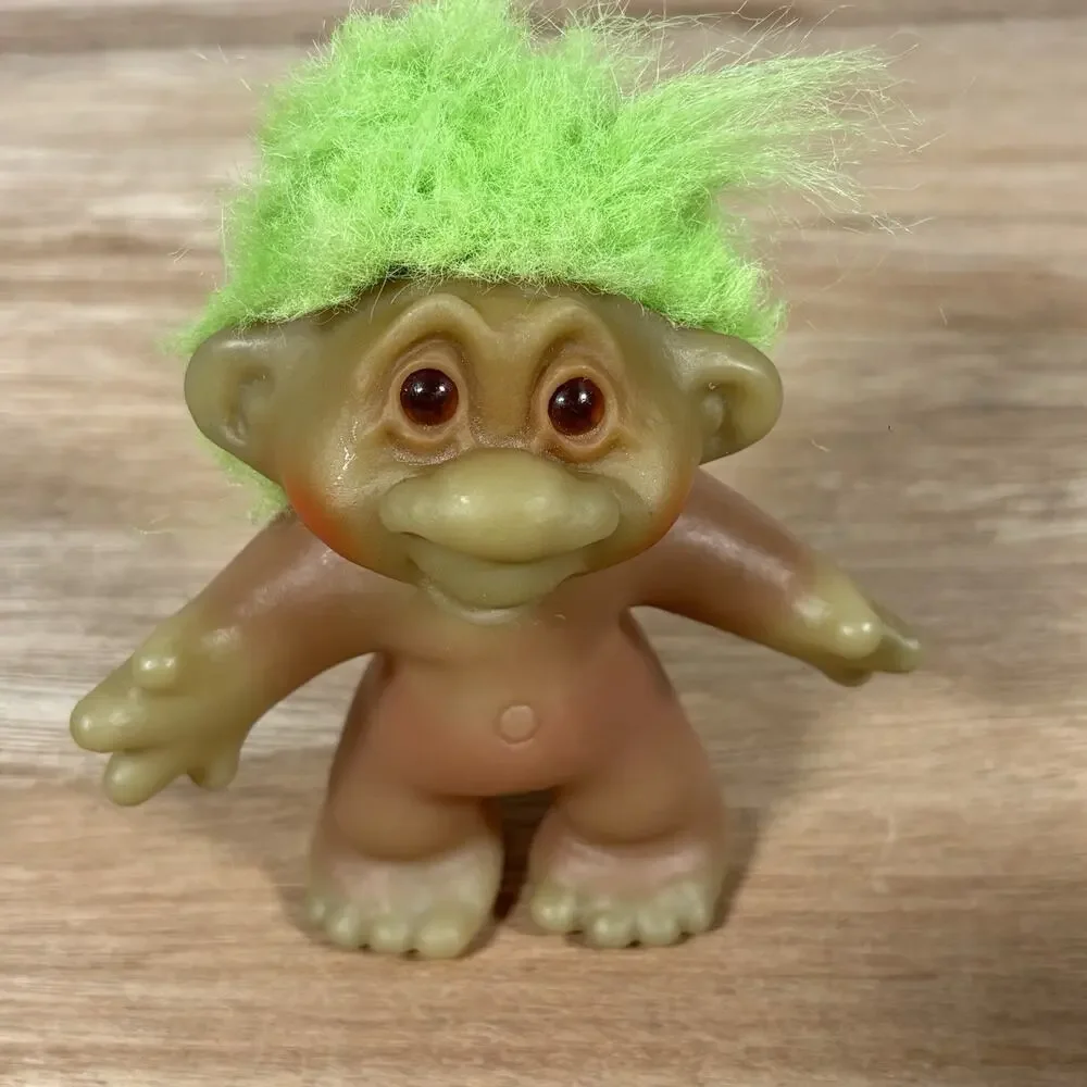 Four 1980s DAM Vintage Troll Collection‎ Blue Green Hair Red Brown Eyes See Desc